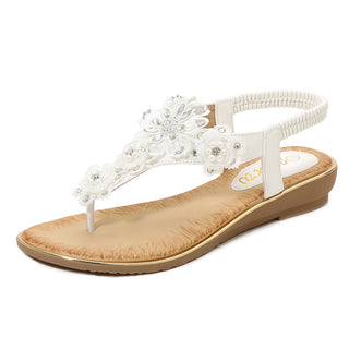 Buy white Women Elastic Flower Band Sandals