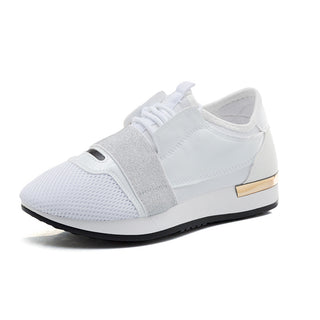 Buy white Women Leather Mesh Sequined Sneakers