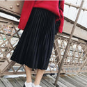 Metallic Velvet Pleated Mid-Length Skirt