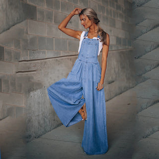 Buy blue Women&#39;s Wide Leg Leisure Jumpsuit