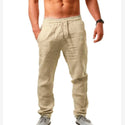 Men Cotton And Linen Loose Casual Sports Trousers