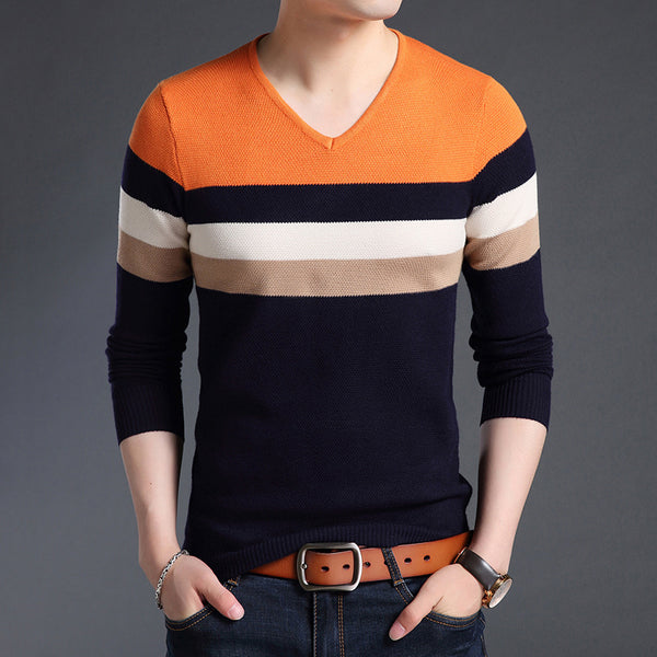 Men Knitted V-Neck Casual Sweater