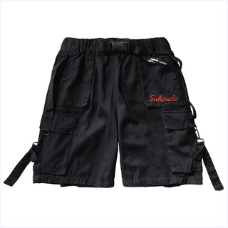 Men Solid Color Tooling Letter Shorts