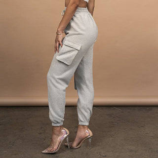 Women High Waist Drawstring Cargo Sweatpants