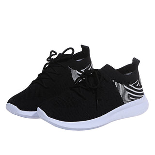 Buy black Breathable Fly Woven Mesh Casual Flat Sneakers