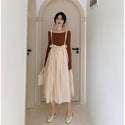 High-waisted Pleated Suspender Skirt