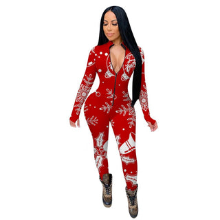 Buy red Christmas Element Jumpsuit