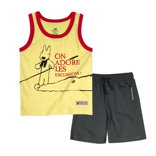 Buy yellow Boys&#39; And Girls&#39; T-Shirt And Shorts Two Piece Set