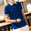 Men Deer Patterned Polo Shirt