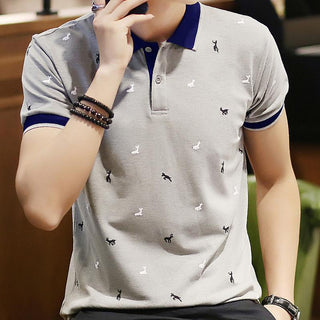 Buy beige Men Deer Patterned Polo Shirt