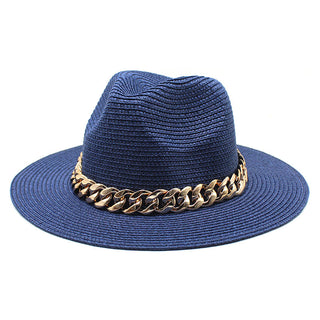 Buy navy-blue Casual Belted Solid Coloured Summer Hat