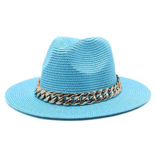 Buy light-blue Casual Belted Solid Coloured Summer Hat