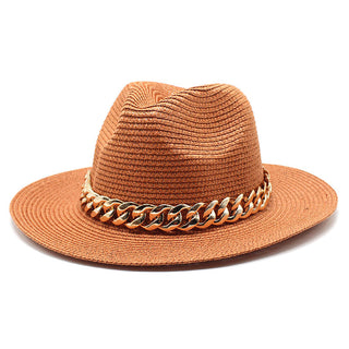 Buy dark-orange Casual Belted Solid Coloured Summer Hat