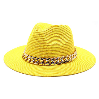 Buy yellow Casual Belted Solid Coloured Summer Hat