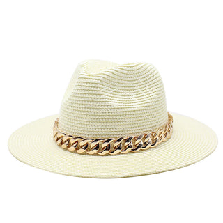 Buy tinted-white Casual Belted Solid Coloured Summer Hat