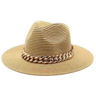 Buy dark-khaki Casual Belted Solid Coloured Summer Hat