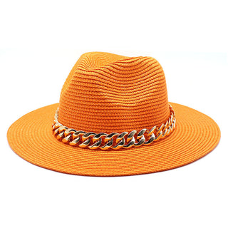 Buy orange Casual Belted Solid Coloured Summer Hat