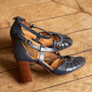 Buy blue Casual Strapped Thick High-Heel Shoes