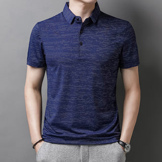 Men Short-Sleeved Striped Polo Shirt