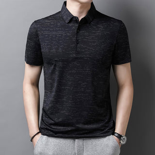 Men Short-Sleeved Striped Polo Shirt