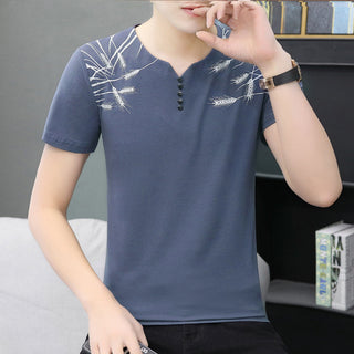 Buy blue Men Short Sleeve Cotton T-Shirts