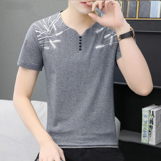 Buy gray Men Short Sleeve Cotton T-Shirts