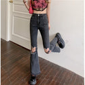 Women Ripped High Waisted Flare Jeans