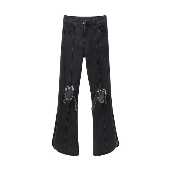 Women Ripped High Waisted Flare Jeans