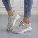 Platform Wedge Heel Lace-up Mesh Sneakers