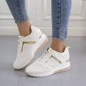 Platform Wedge Heel Lace-up Mesh Sneakers