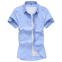 Men Short Sleeve Patterned Cotton Shirt