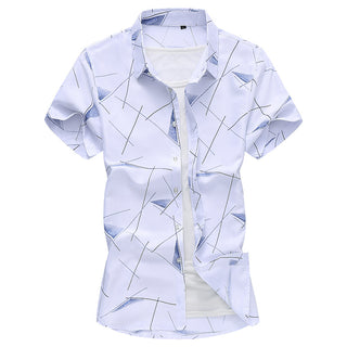 Buy white Men Short Sleeve Patterned Cotton Shirt