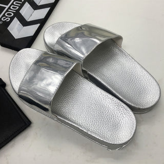 Buy silver Unisex Leather Strap Plastic Slip-on Comfort Shoes