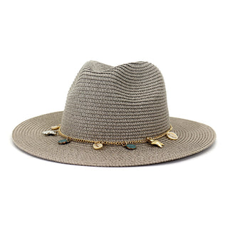 Buy gray Women Outdoor Seaside Beach Hat with Charms