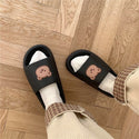 Women Bear Printed Thick Slip-on Slides