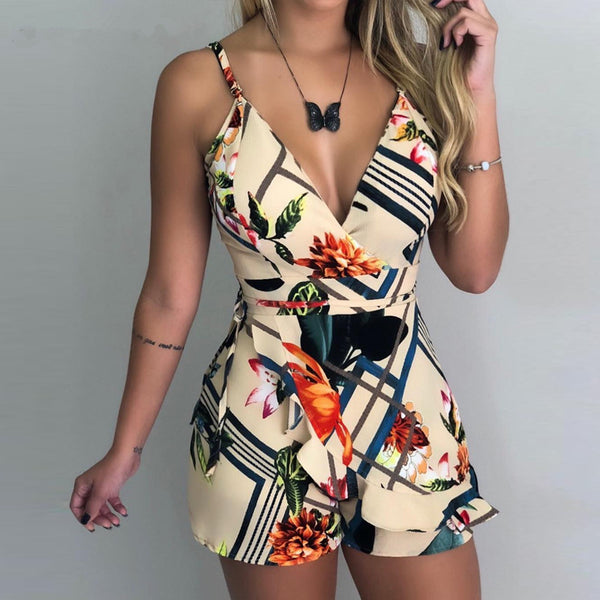 Fashion Print Suspender Jumpsuit