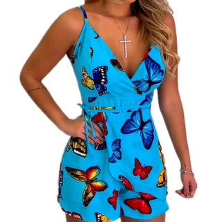 Buy butterfly Fashion Print Suspender Jumpsuit