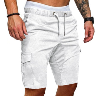 Buy white Men Casual Tooling Multi-pocket Shorts