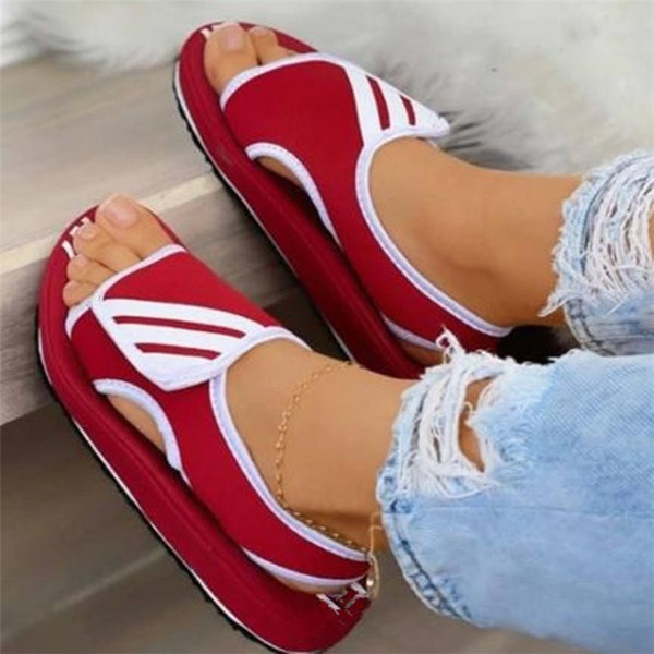 Women Color-Block Velcro Flat Sandals