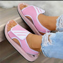 Women Color-Block Velcro Flat Sandals