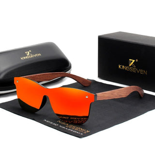 Buy red Men Wooden Polarized Fashion Sun Glasses