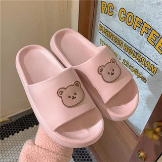 Buy pink Women Bear Printed Thick Slip-on Slides