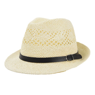 Buy white Unisex Hand Hook Bell Shaped Straw Jazz Hat