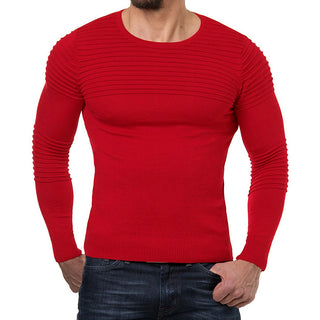 Buy red Men Pleated Stitching Knitted Sweater