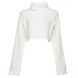 Buy white Women Turtleneck Cropped Sweater