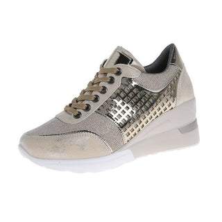 Buy yellow Sequined Leather Mesh Patterned Sneakers