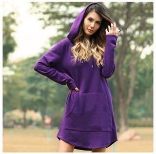 Buy purple Solid Color Long Sleeve Hoodie