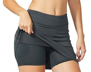 Buy grey Nylon Side Pocket Skirted Shorts