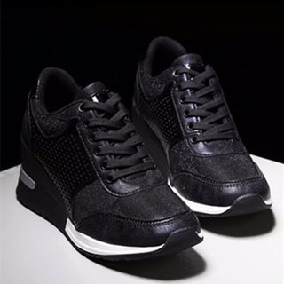 Lace-up Side Mesh Raised Platform Heeled Shoes