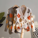 Floral Knitted Cardigan Sweater